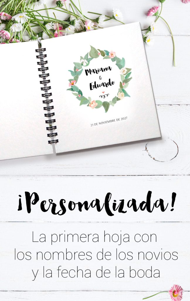 Agenda personalizada con los nombres de los novios